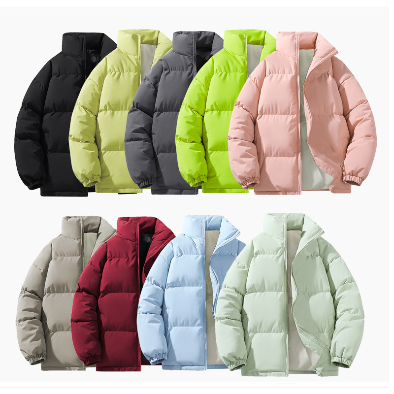 2025秋冬糖果色情侣款立领棉衣男面包服爆款潮牌加厚保暖女棉服