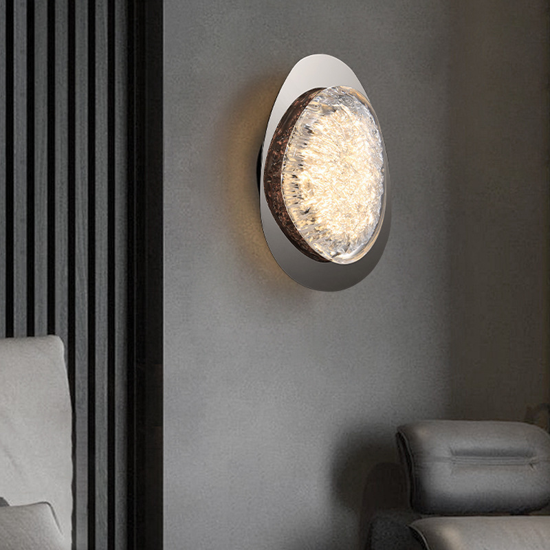 Luz en la cabecera de la cama atmósfera de moda 2025 grietas dormitorio cristal lujoso lámpara de pared de fondo ahora lámparas simples