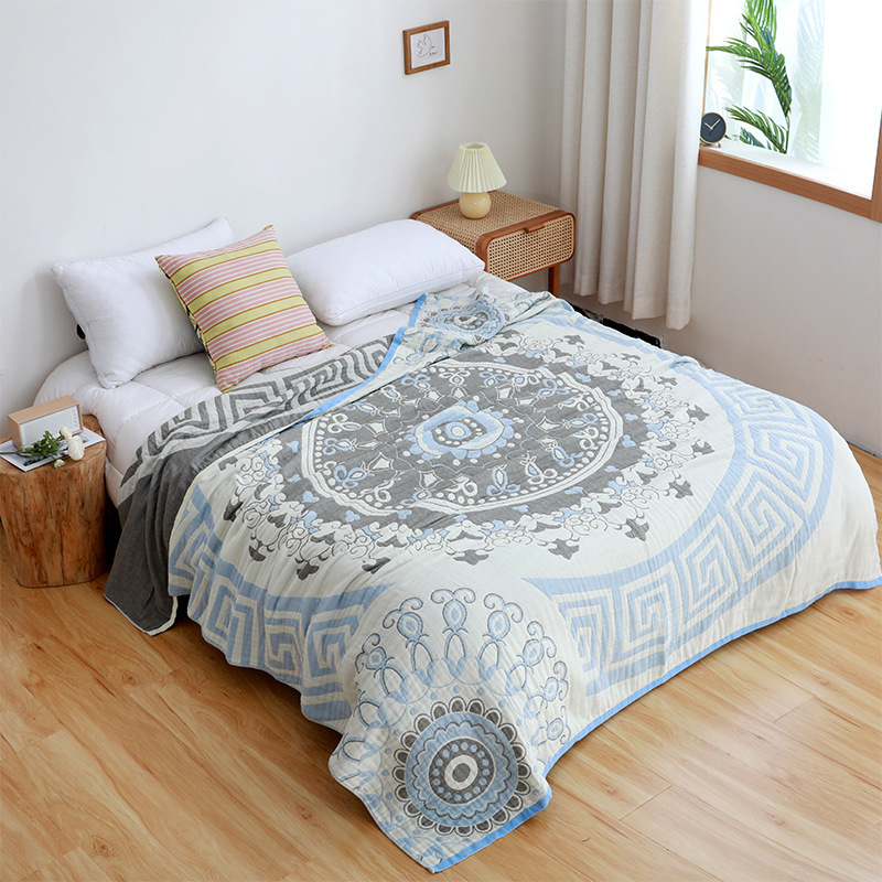 Four-layer washed cotton gauze bath blanket summer casual nap cover thin version air conditioner sofa blanket summer cool blanket bed cover