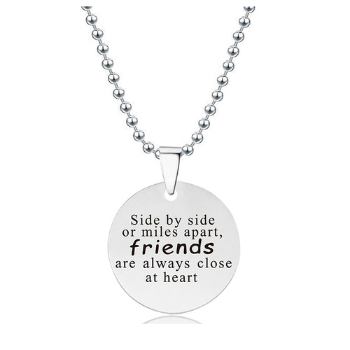 Necklace Titanium Steel Western Cross-border Accessory Round Stainless Steel Pendant Engraving Christmas Gift Titanium Steel Necklace