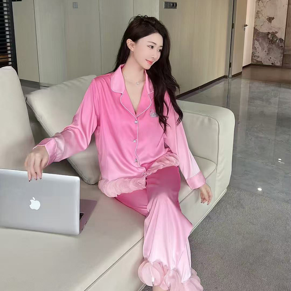 그라데이션 핑크 더블 롱 슈트