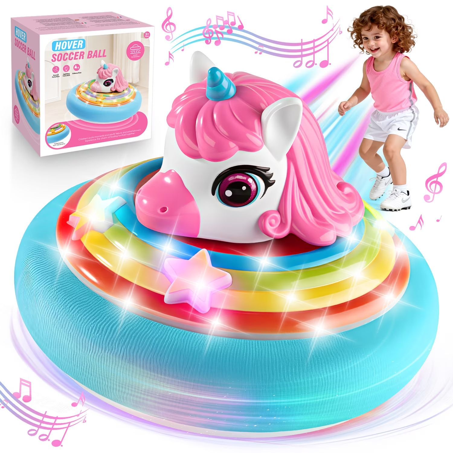 Amazonas luz infantil música de fútbol flotante juguetes unicornio mano a mano cerebro descompresión interactivo juguetes de rompecabezas