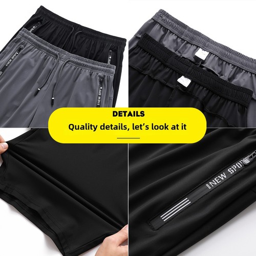 Wholesale Summer Casual Ice Silk Shorts for Men, Elastic Air Conditioning Pants for Teenagers, Sports Quick-Drying Plus Size Shorts, Thin-Fashioned Pants