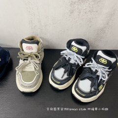 双绳带字母图案装饰韩范风经典中帮拼接款小板鞋2025年冬款二棉鞋