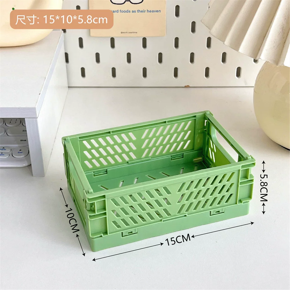 Foldable plastic storage box, table organizer 25.4×16.6×2.1 cm, lightweight multipurpose