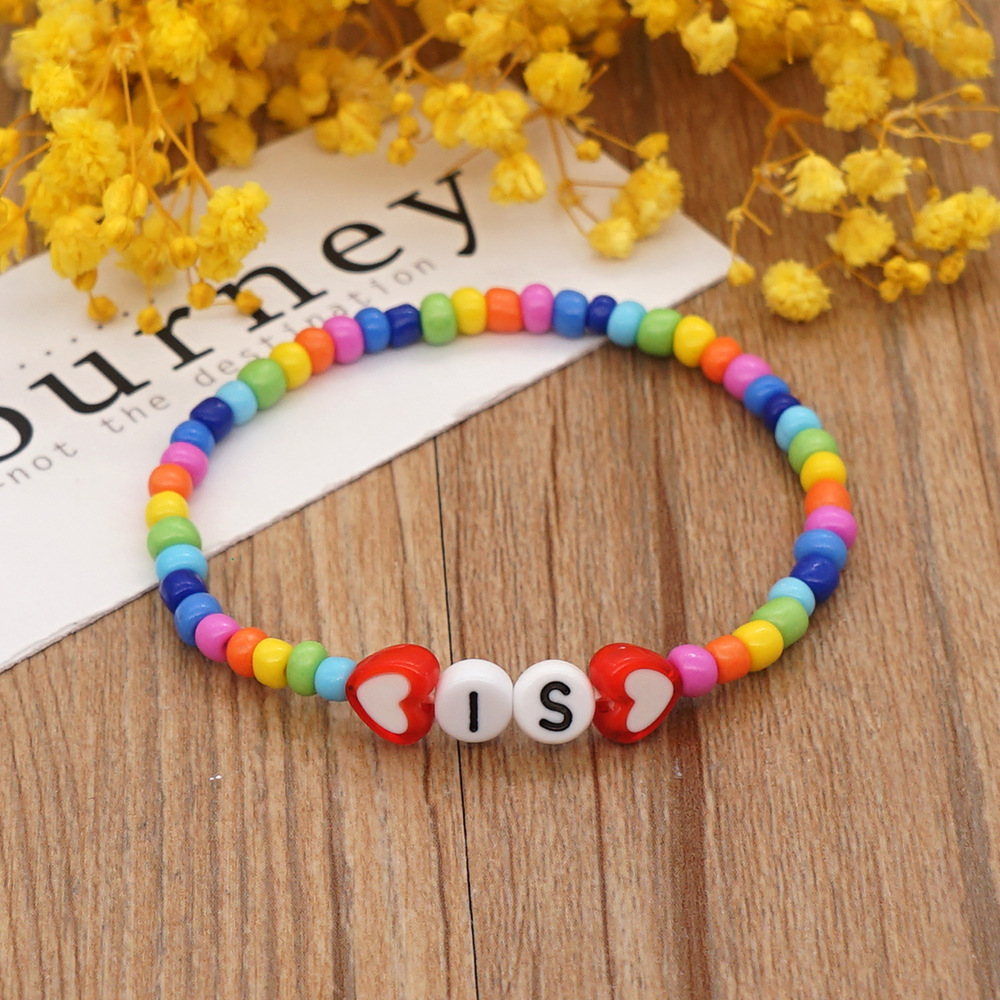 Acrylic Letter Glass Rice Bead Bracelet Wholesale Jewelry Nihaojewelry display picture 10