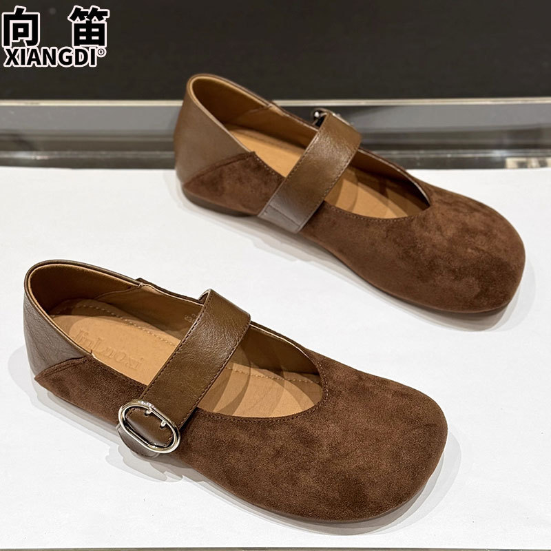 牛皮版复古勃肯鞋玛丽珍鞋子豹纹女鞋2025秋季新款软底不累脚单鞋|undefined