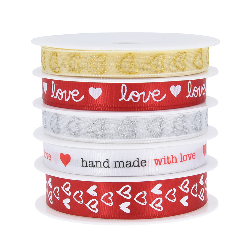 Amazon nueva boda transfronteriza Día de San Valentín conjunto de cinta impresa letra amorosa cinta regalo decoración de flores