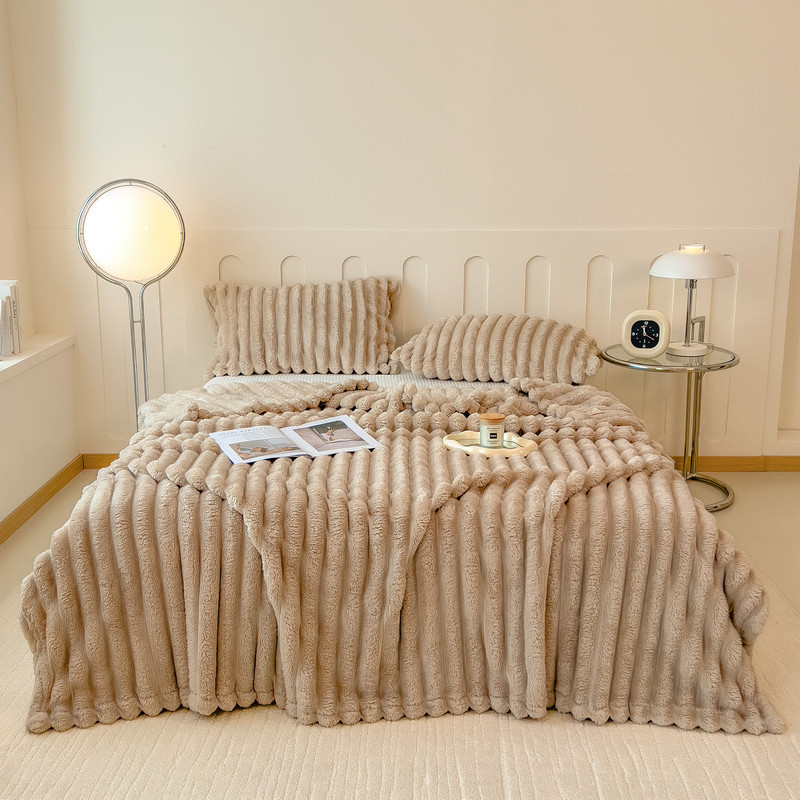 Luxurious Copy Rabbit Fur Throw Blanket Soft Warm Cozy跨境|undefined