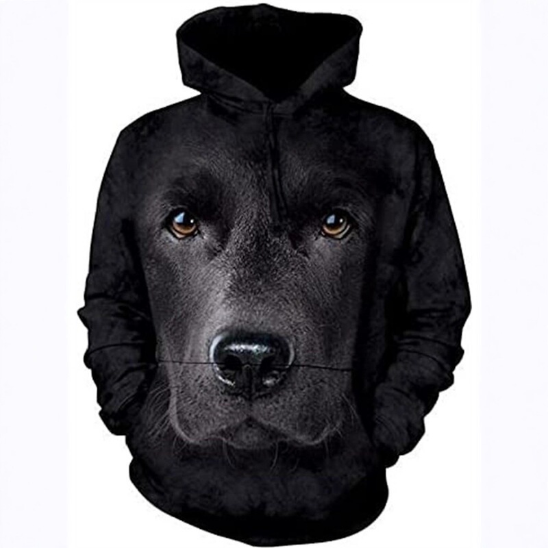 Men's Hoodie with Dog Graphic Print, Long Sleeves, Kangaroo Pocket, Designer Hoodie, Khaki Color, Casual Style