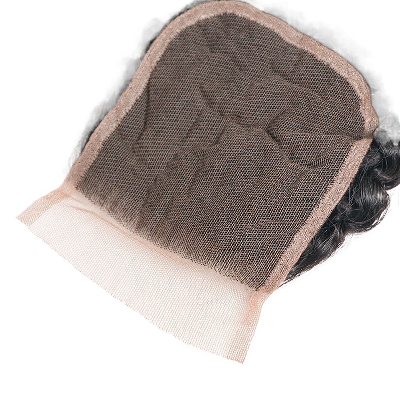 4x4 bloque de pelo de la onda profunda cierre rizado cabello humano Peluca de bloque de pelo real