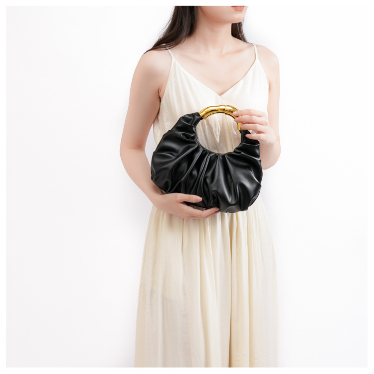 Cloud Fold Handbag – Asymmetric Crinkle PU Clutch With Magnetic Closure & Phone Slot (5 Colors, Minimalist Evening Bag, Structured Yet Soft)_voghion.com