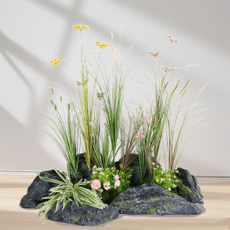 Simulación de cañas, viento, cola de perro, hierba, cordyceps, flores de encaje, flores falsas, simulación de plantas verdes, paisajismo decorativo