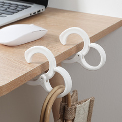 日本多功能S型掛鈎可調節卡扣式衣櫃桌面免打孔家用塑料橫杆掛鈎