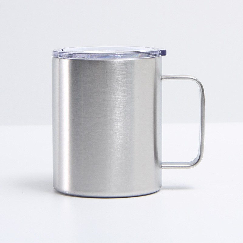 Taza de acero inoxidable de 12oz14oz transfronteriza Taza de manija de oficina doméstica americana Taza de café de doble capa de aislamiento y refrigeración