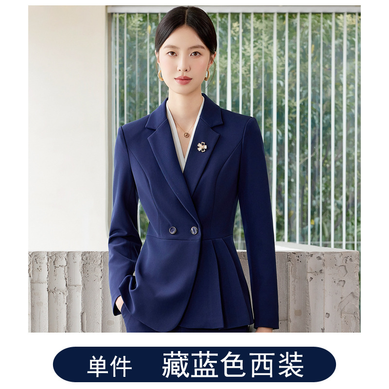 黑色职业西装套装女春秋新款高端美容师工作服珠宝店酒店前台工装|undefined
