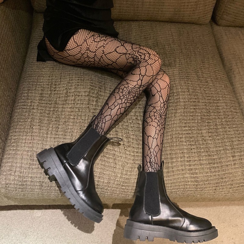 Tattoo lace hollow stockings women's base socks spider web small mesh pantyhose children's one-piece pants_voghion.com