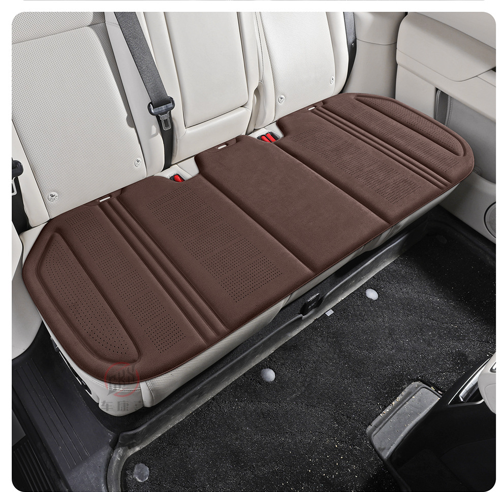 Car seat cushion for all seasons, single-piece seat pad, ventilated and breathable, made of latex and suede, semi-enclosed, non-slip, rear seat cushion
