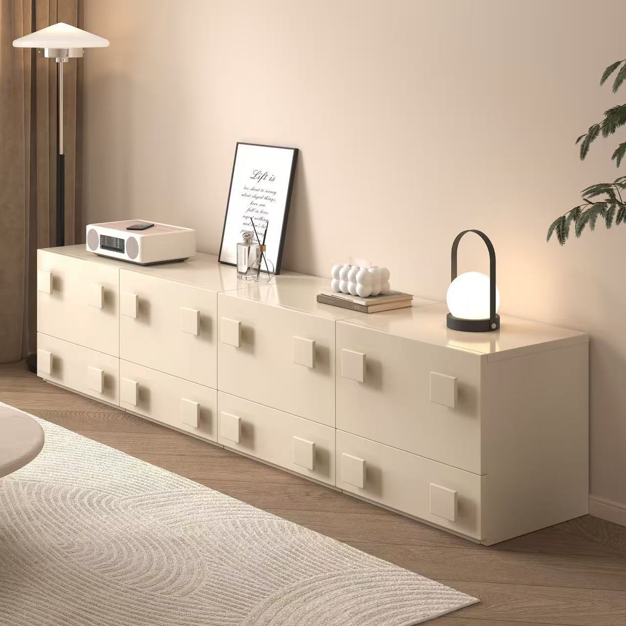 电视柜客厅落地卡门柜现代简约组合斗柜储物柜床头柜一体靠墙柜子