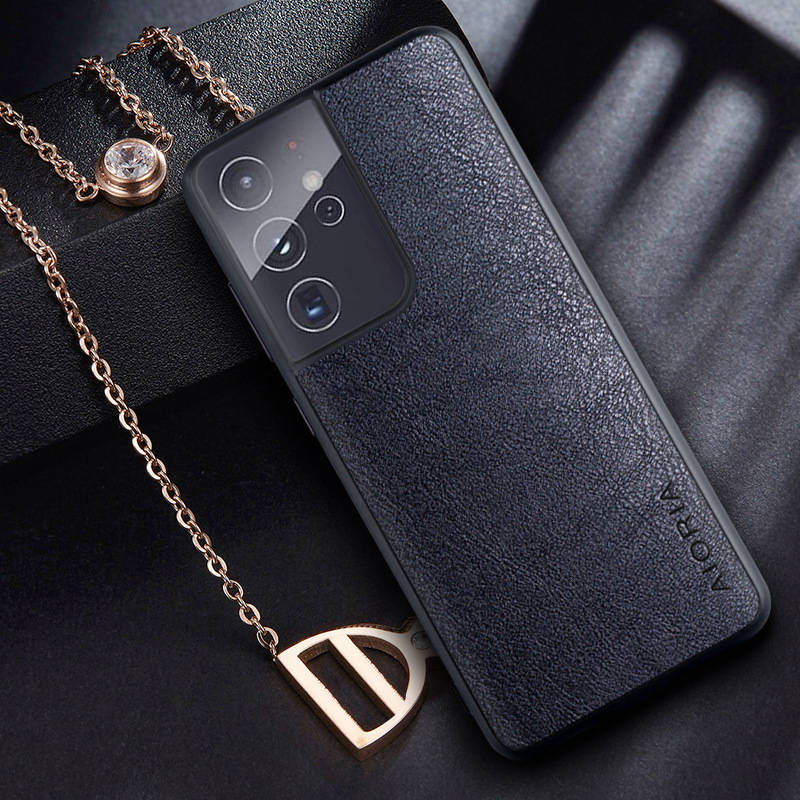 Suitable for [Samsung] Galaxy S21Ultra mobile phone protective case simulation calfskin mobile phone case