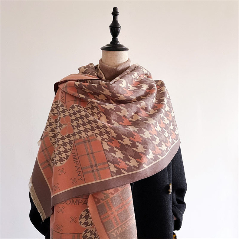 Waling Blanet~Designer coreano Little Bear Thousand Bird Pattern Sciarpa da donna invernale Scialle I mitation Cashmere Caldo_voghion.com