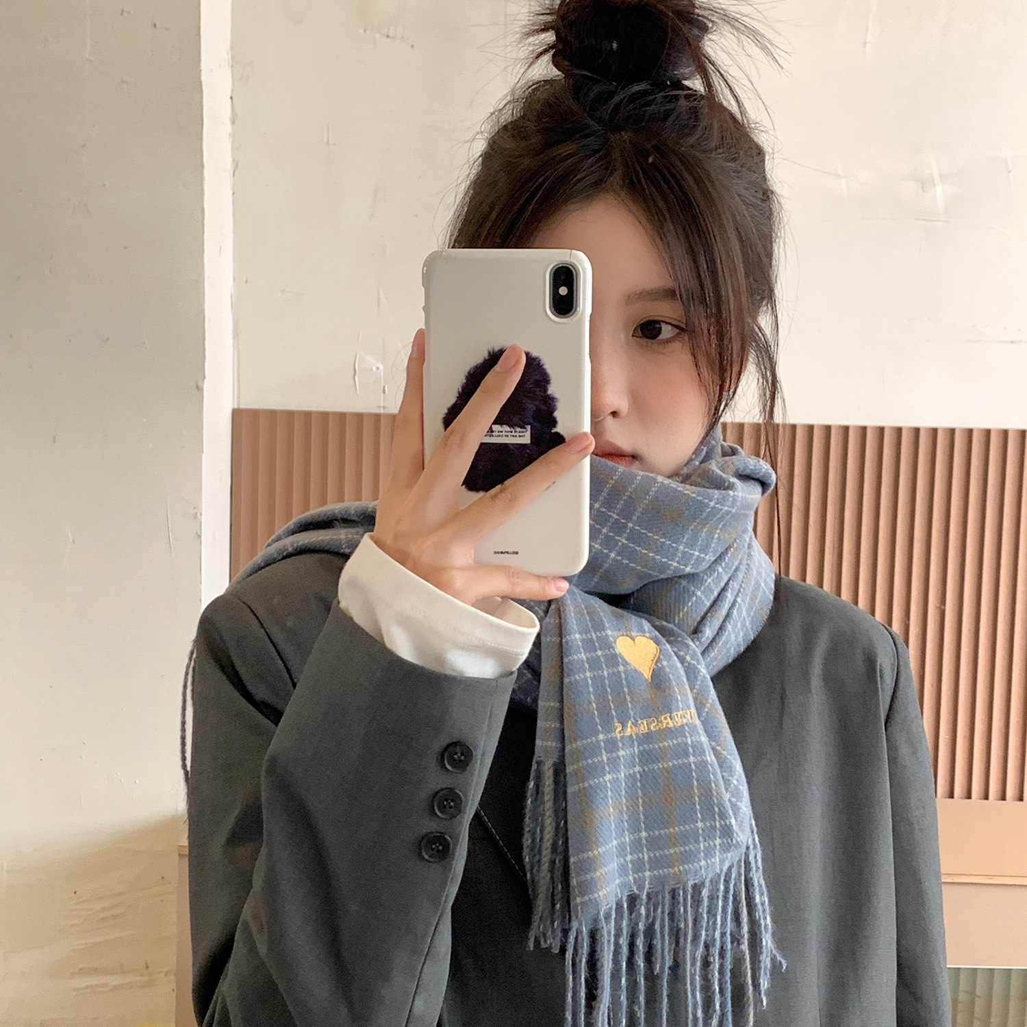 2025 nuevo bufandas de lana de Meirad mujeres otoño invierno estilo coreano de malla universal chaleco pareja buñuelo hombre caliente