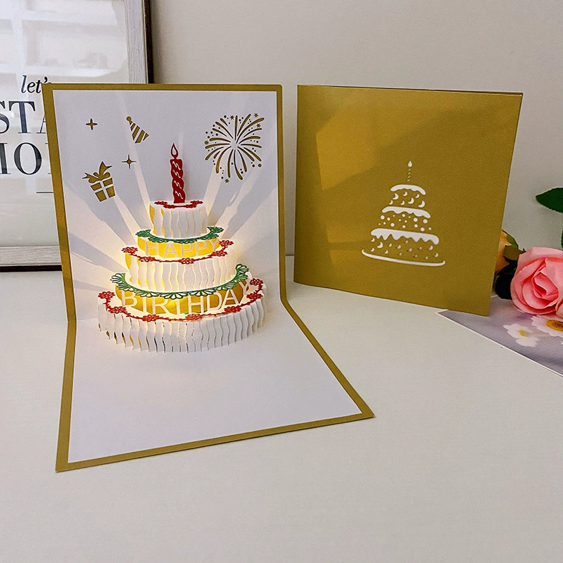 Three dimensional music lightweight automatic postcard, cards, 3D