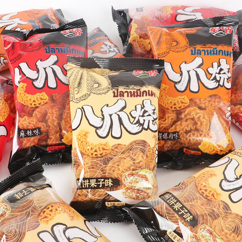 辈儿香八爪烧麻辣味比萨卷网红零食锅巴宿舍休闲膨化食品批发