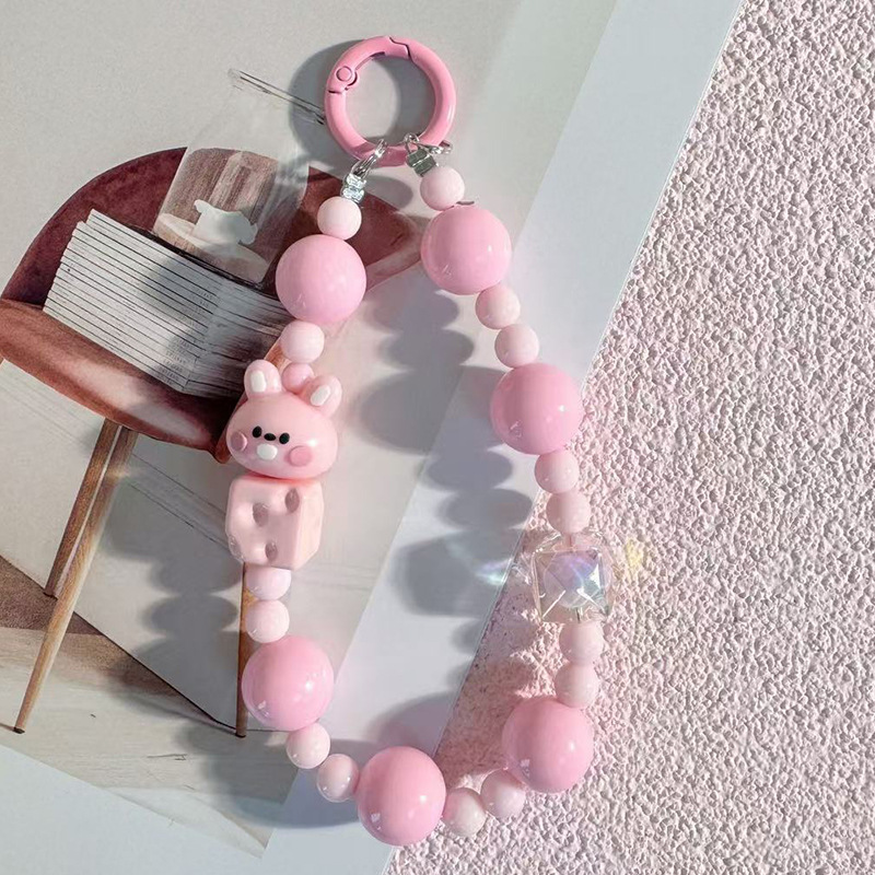 Hermoso cuentas de dibujos animados tridimensionales cadenas de teléfonos móviles chicas pequeños regalos bolsos de moda colgantes de teléfonos móviles llaveros de automóviles