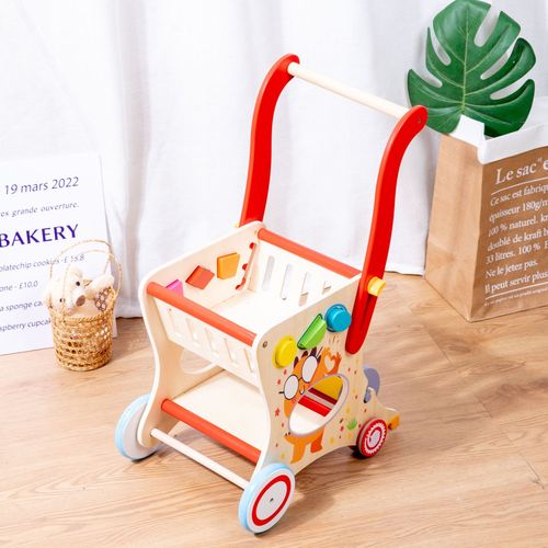 Children's multi-functional push walker infant and toddler walking aid anti-rollover baby shape and color cognitive educational toy