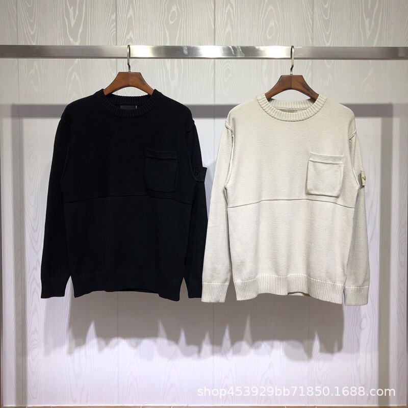 Cross-Border Stone Ghost Series Stone Patchwork Pocket Pullover Knit Sweater Casual Pullover Sweater Unisex Trendy