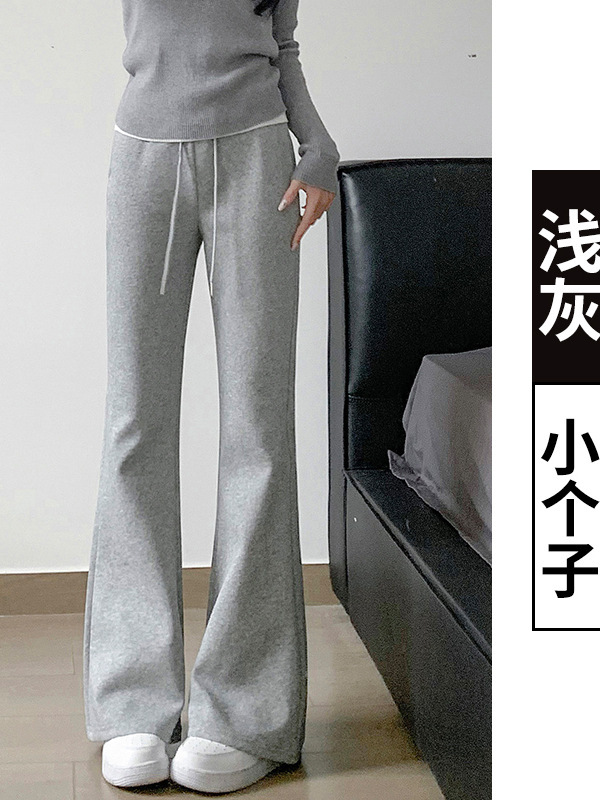 灰色运动喇叭裤女秋季2025新款高腰显瘦微喇裤小个子美式休闲卫裤|undefined