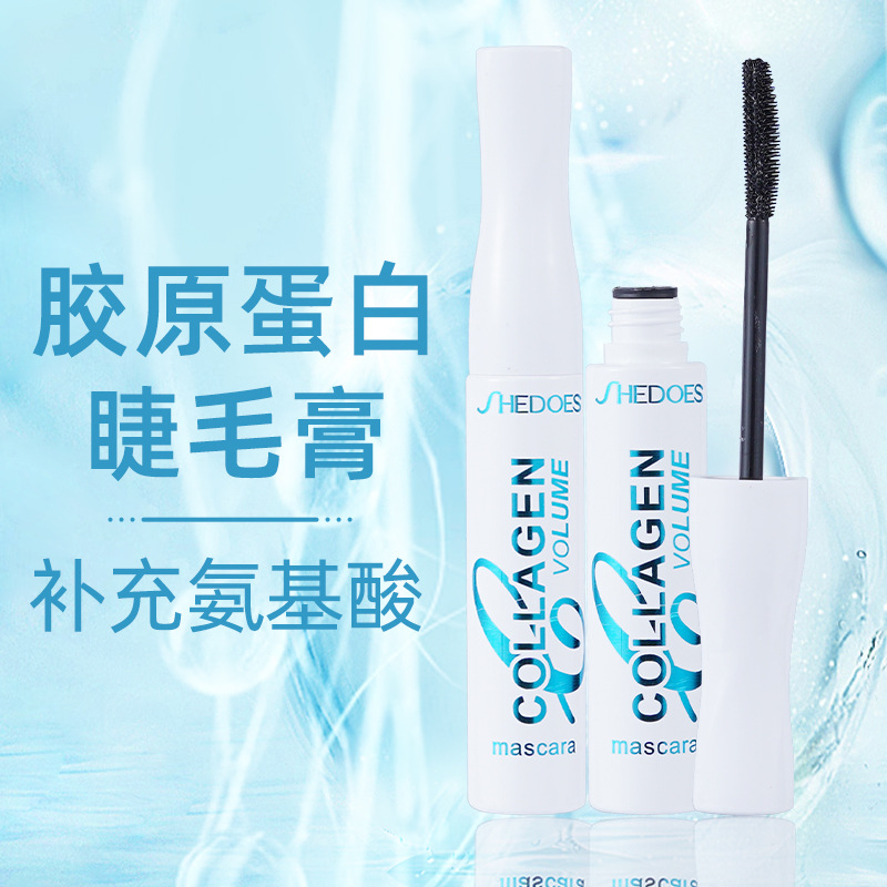 Color Shedoes suministro de fabricantes transfronterizos de colágeno resistente al agua grueso rizo largo cepillo fino máscara