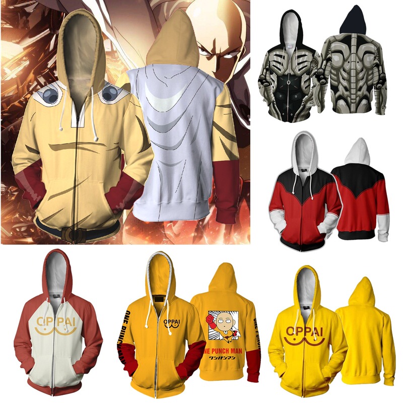 Cross-border Riman one punch Superman Jade same hooded sweater digital printing cosplay zipper coat for men and women Cross-border Riman one punch Superman Jade same hooded sweater digital printing cosplay zipper coat for men and women