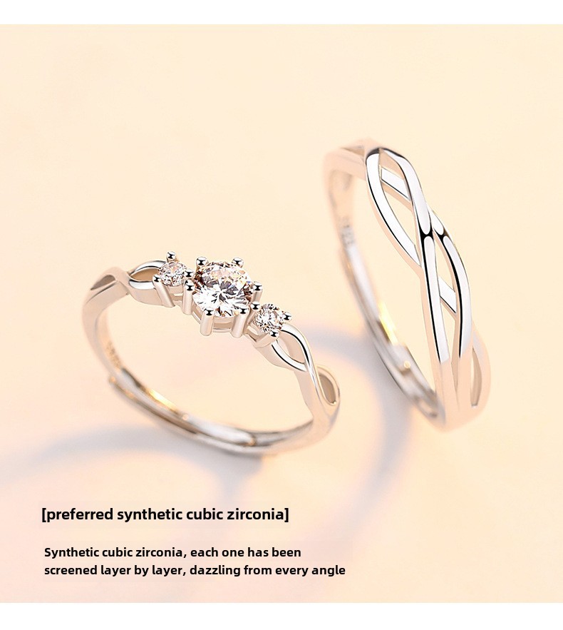 Bague de couple de style coréen pour hommes et femmes, paire de bagues de couple en argent sterling, bijoux de luxe, cadeau de Saint-Valentin_voghion.com