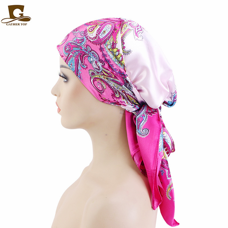 Cashew flower turban hat, satin square s...