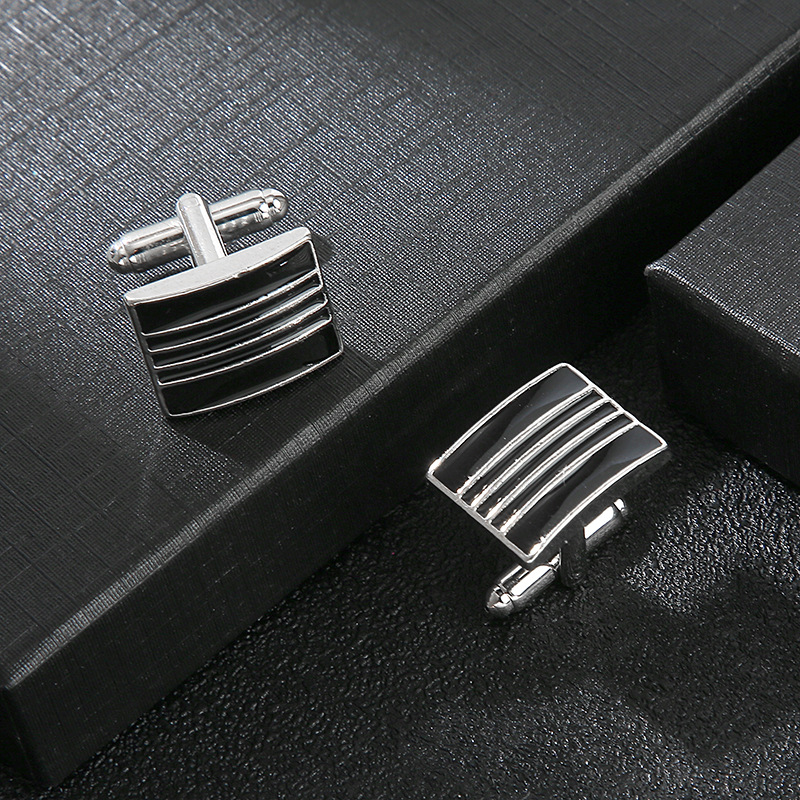 New rectangular paint striped cufflinks fashion French Plaid men's shirt clothing cufflinks