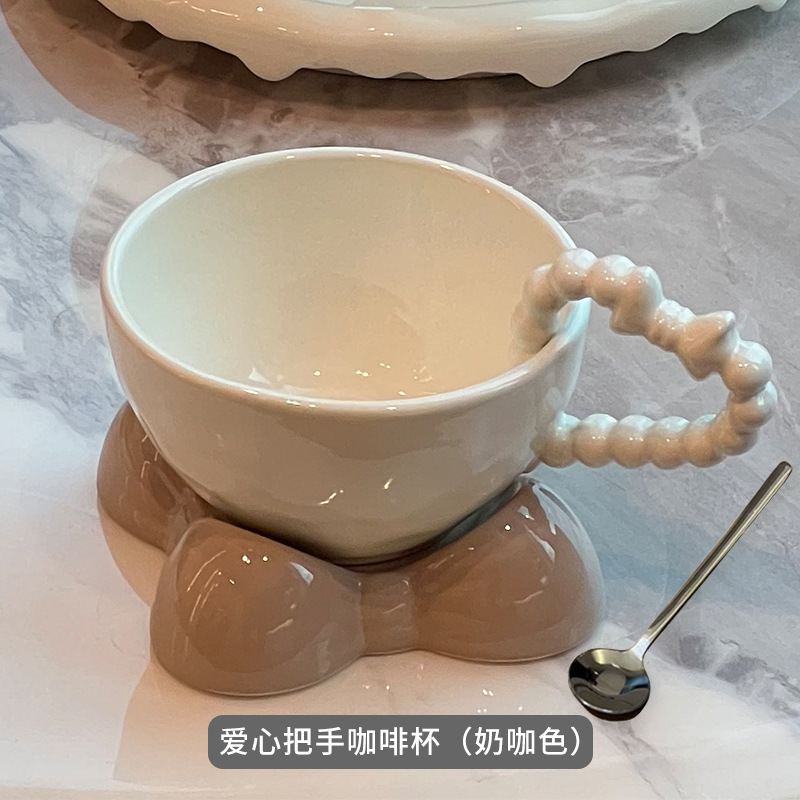 家庭用セラミックマグカップ高級感オフィス小衆大容量クリエイティブカップル愛スプーン付きコーヒーカップ|undefined