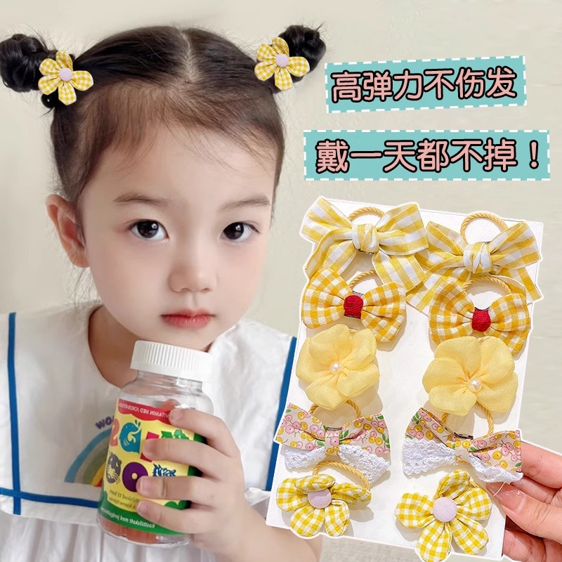 Los niños de pelo lindo lazo de goma accesorios para el cabello de verano nueva niña flor colorida cuerda de pelo arco cuerda de pelo