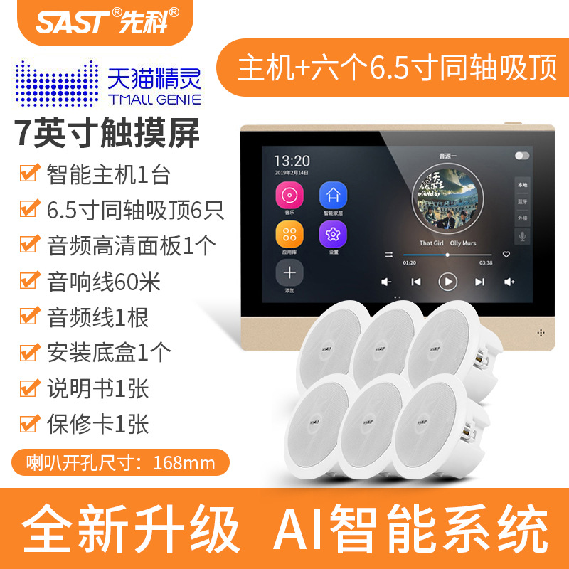 [내장 Tmall Elf] 호스트 + 서브우퍼 동축 천장 스피커 6개