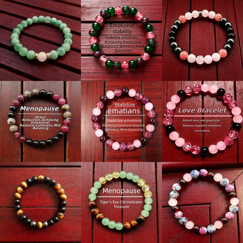 Cross-Border Hot-Selling Bracelet, Punk Style, European and American Fashion, High-End Natural Stone Crystal Bracelet, Factory Ready Stock