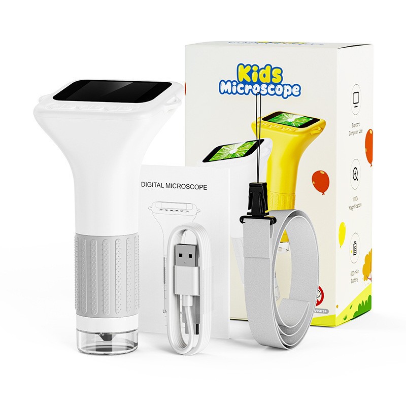 新品 375儿童便携式数码显微镜 2寸屏高清学生户外观察实验放大镜