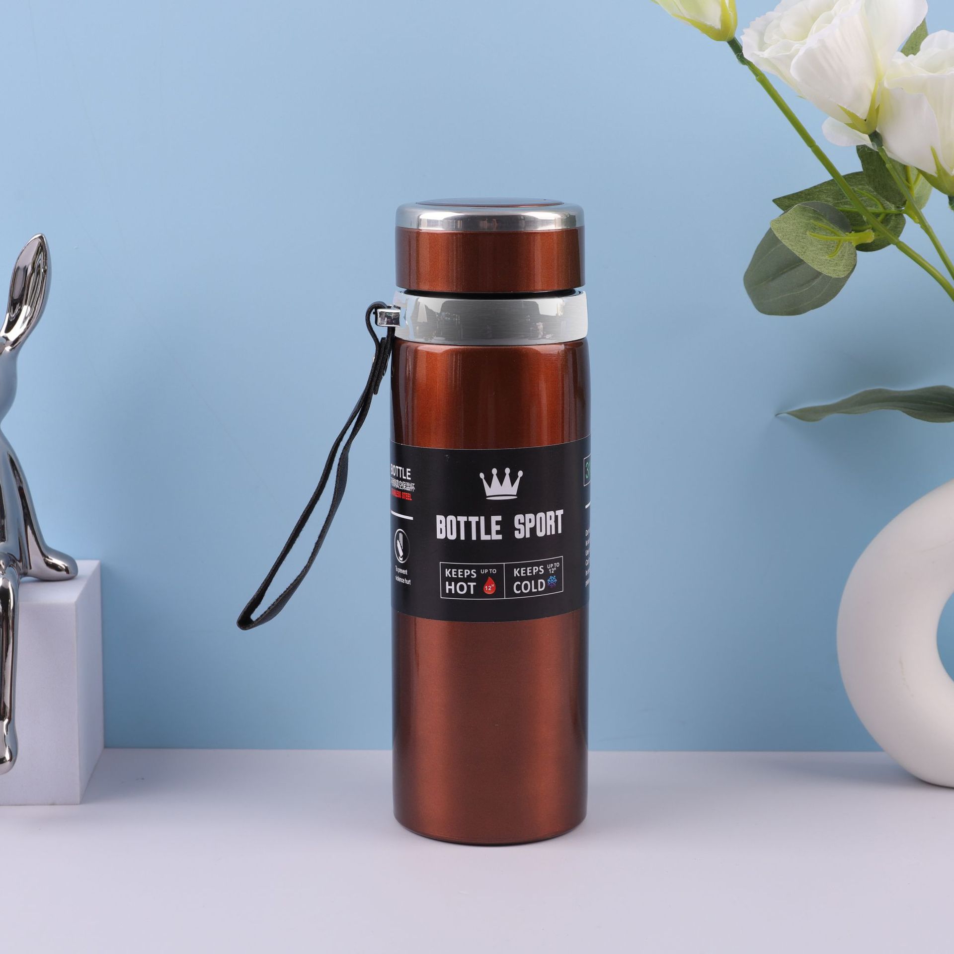 Transfronterizo 316 taza de vacío de acero inoxidable de gran capacidad al aire libre portátil deportes hervidor de agua taza de regalo de negocios con cuerda