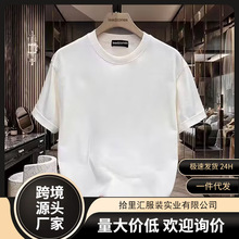 夏季新款纯色T恤高端潮牌男装t恤索罗娜上衣高级圆领短袖t恤ins