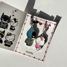 跨境外贸 热卖卡通动漫合金kt猫吊坠项链红色水晶爱心匕首项链女