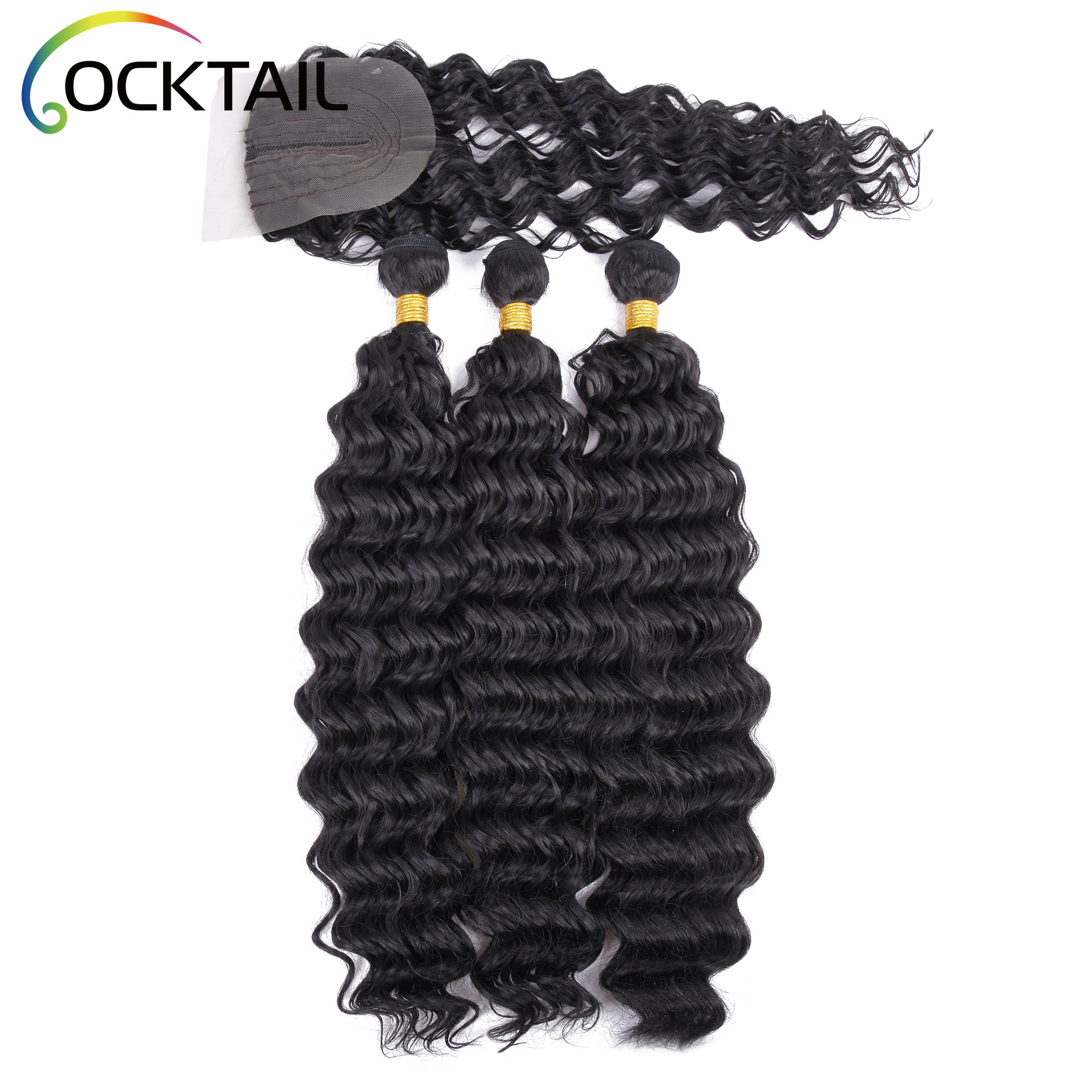 ONDA profunda Kanekalon fibra química cortina de pelo ventas directas de la fábrica 3 + 1 Tarjeta de seda de fibra química cortina de pelo