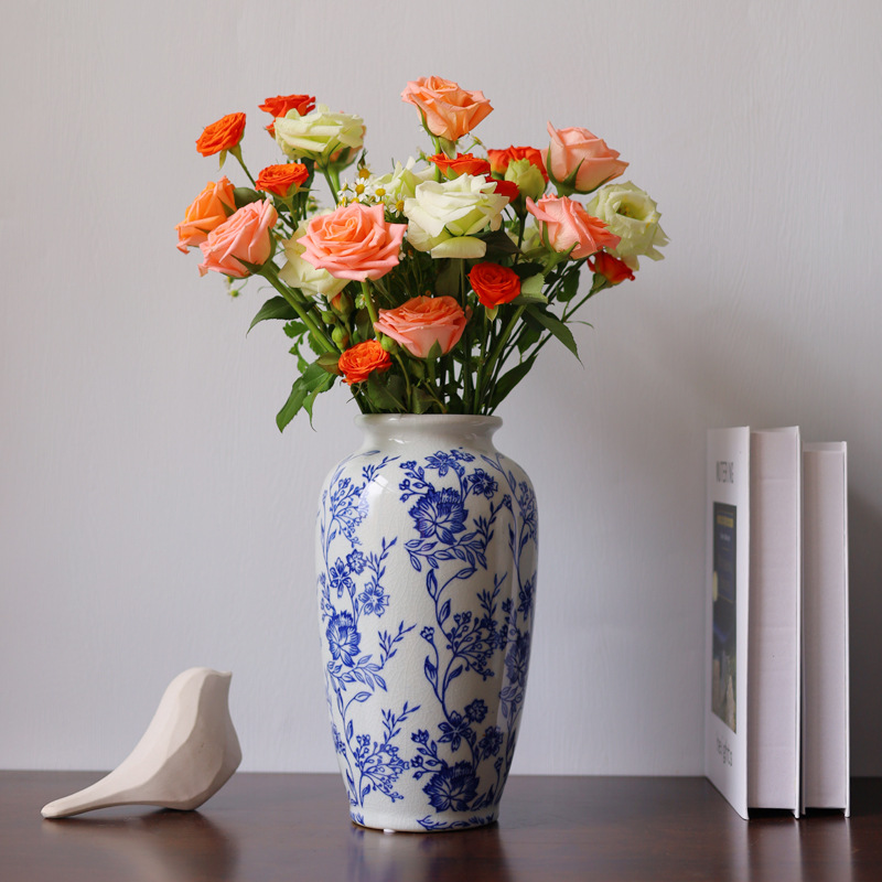 Jingdezhen-青と白の磁器の花瓶セット,ハイエンドセラミック,氷の亀裂