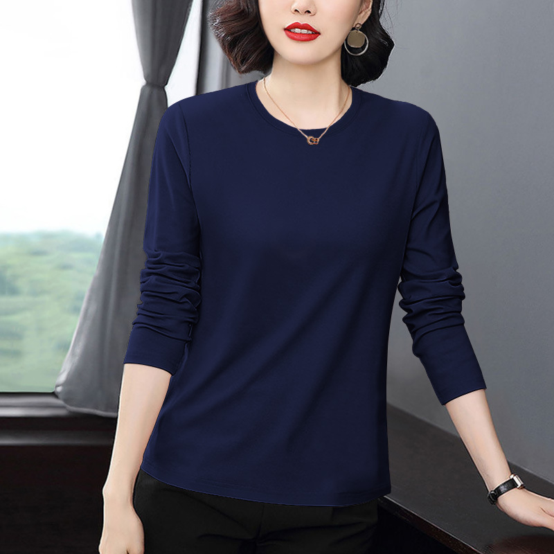 中年ママ長袖Tシャツレディーストップス春秋新作レディースボトムスシャツ中高年秋服|undefined