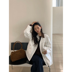 广州黄峥早秋韩系外套街头复古拼色翻领工装休闲夹克上衣女530722