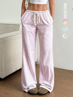 O 15966  Striped Sweet Wide Leg Pants �l�y���ѝ